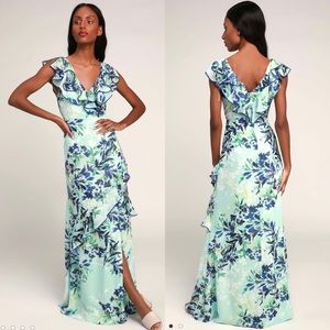 NWT Lulus Sammi light blue Floral Ruffle Dress